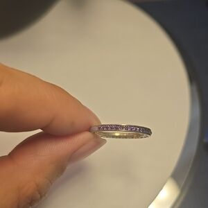 Pandora Purple and Silver Ring with Elegant Design
